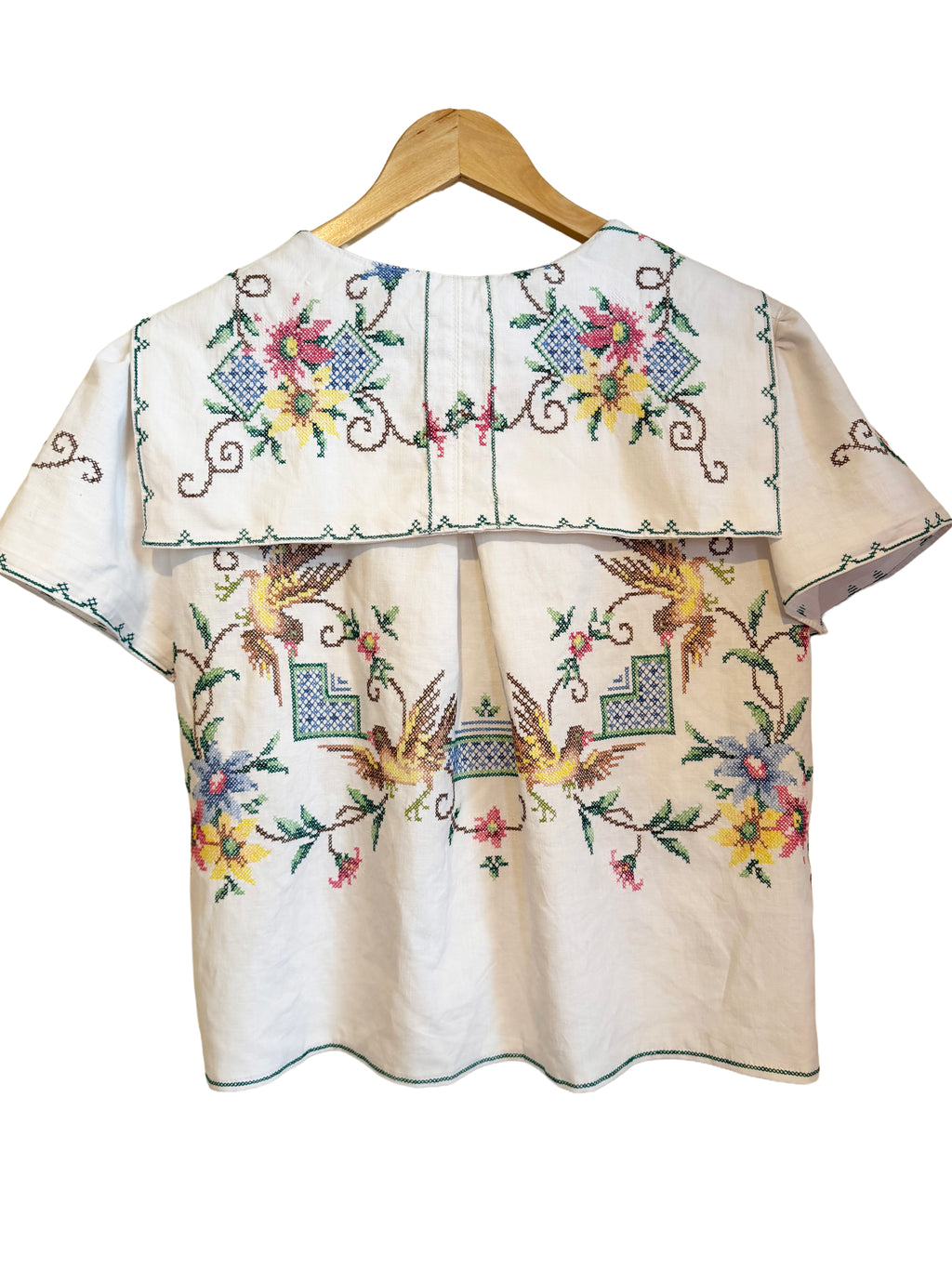 Sailor Collar Embroidered Blouse