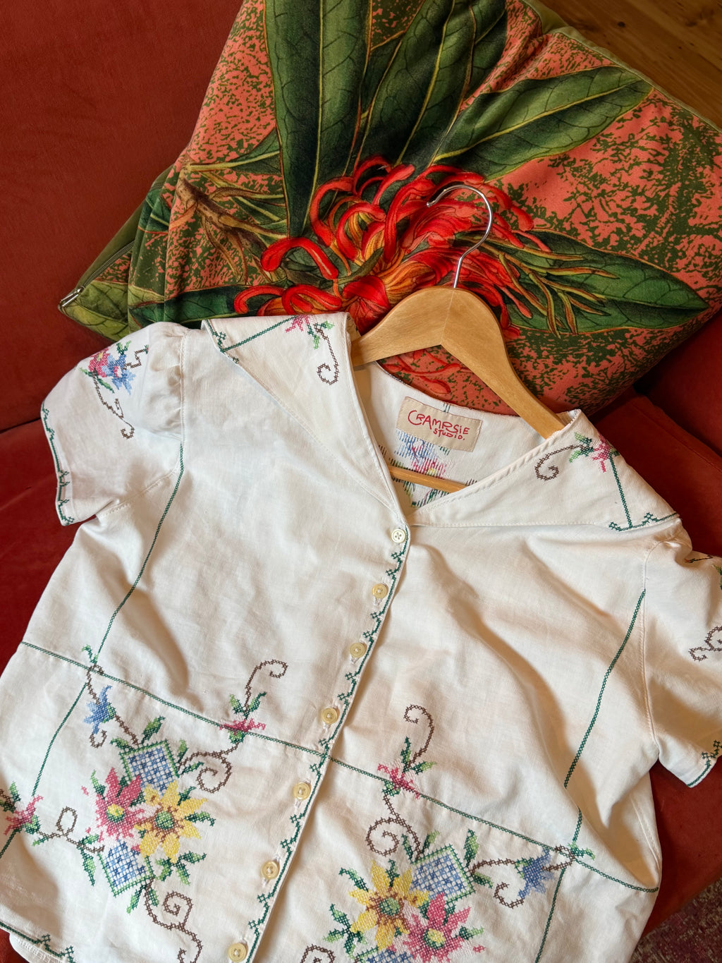 Sailor Collar Embroidered Blouse